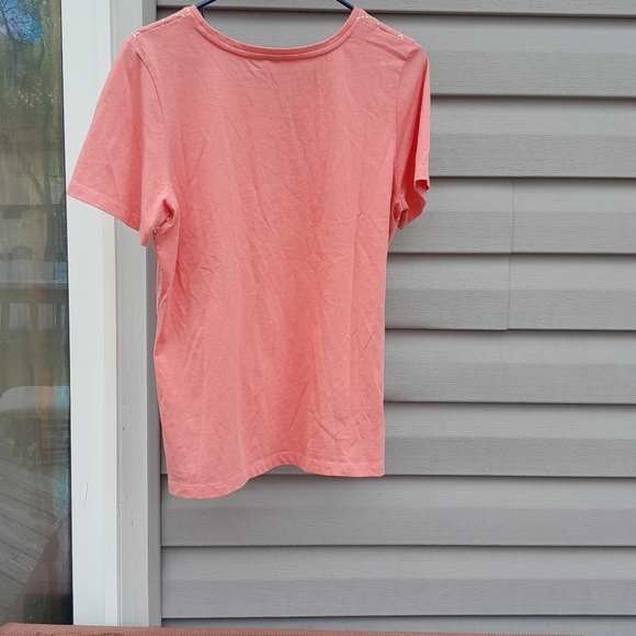 Christopher & Banks Coral Tee with White EmbroideryLarge - Picture 5 of 5